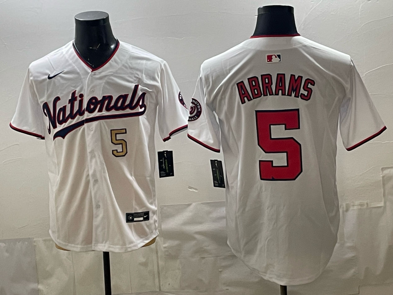 Men 2026 Washington Nationals #5 Abrams white Nike jersey 0408004